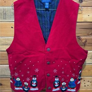 Karen Scott Vibrant Red Plaid Lined Vest